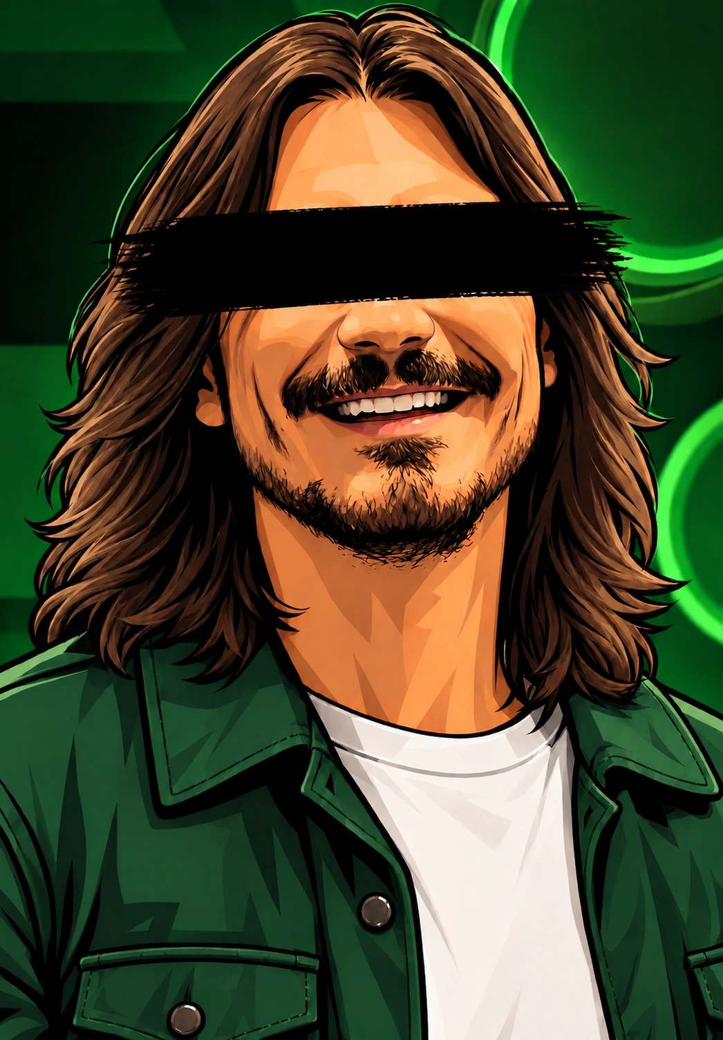 cartoon portrait of lad with a black redaction bar across the eyes